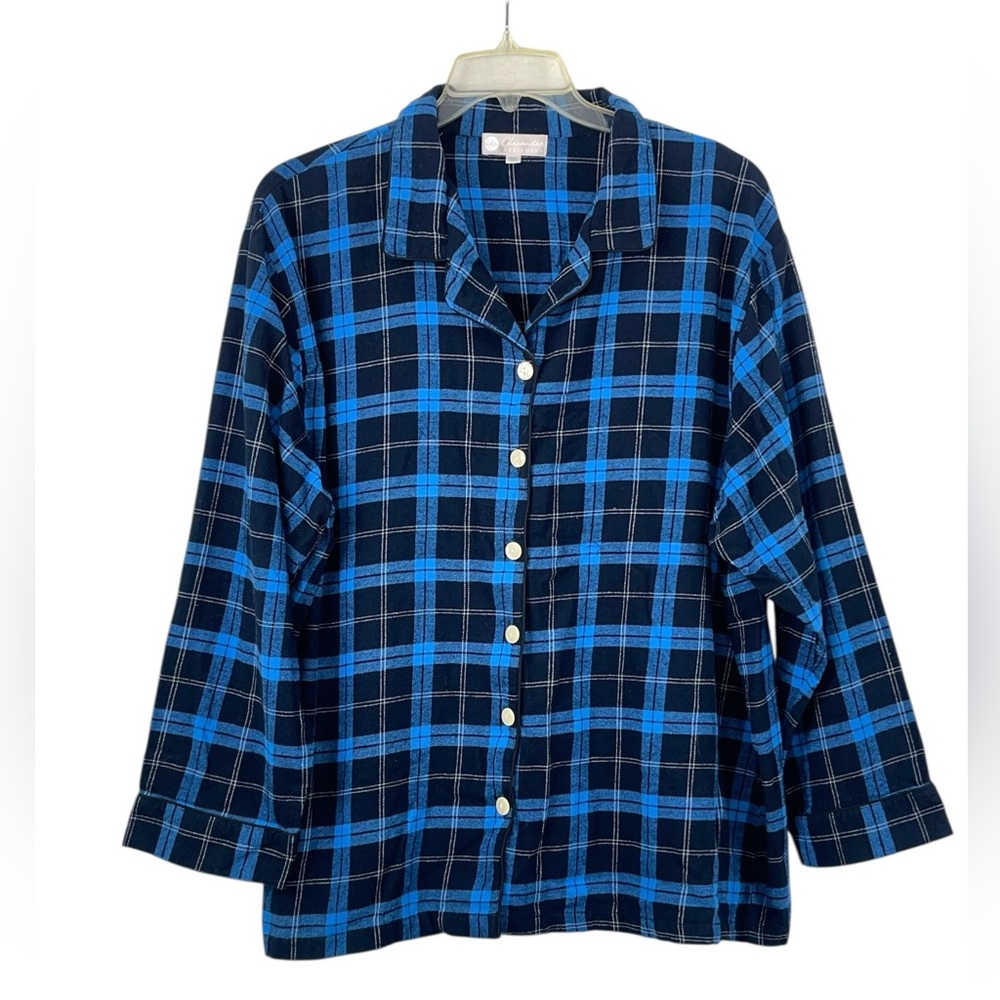Alexandra Del Rossi blue/black plaid shirt size 3X GUC